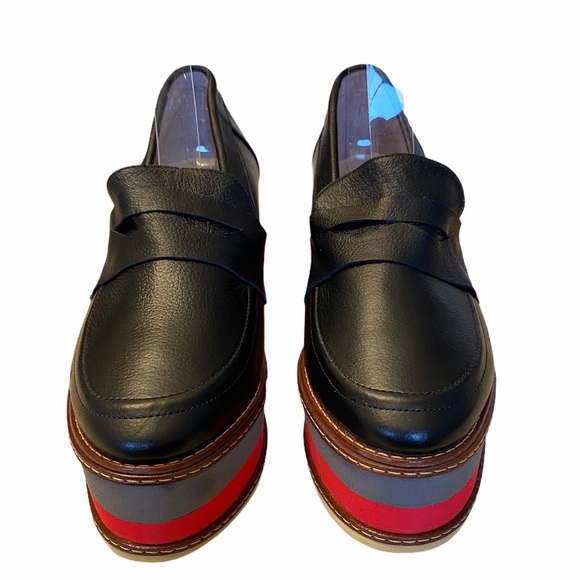 Angela Arias Shoes - Black Leather Platform Loafer